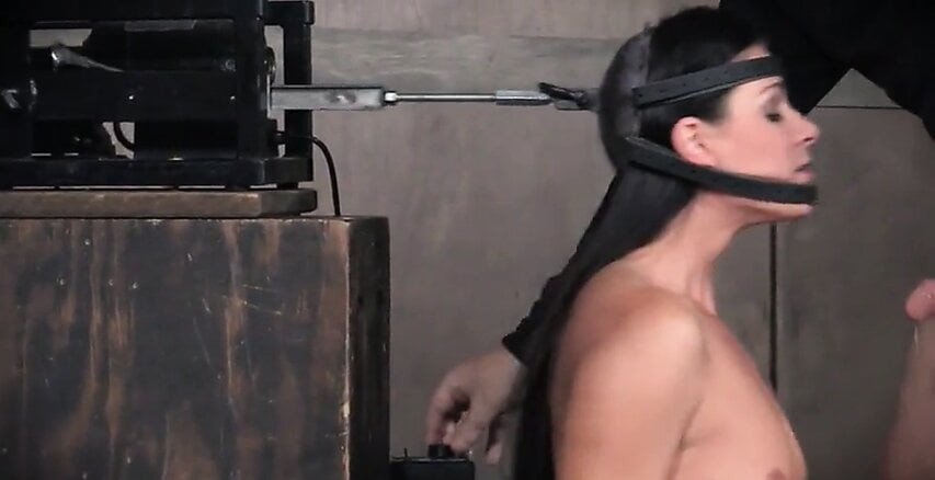 amazing brunette gets stucked